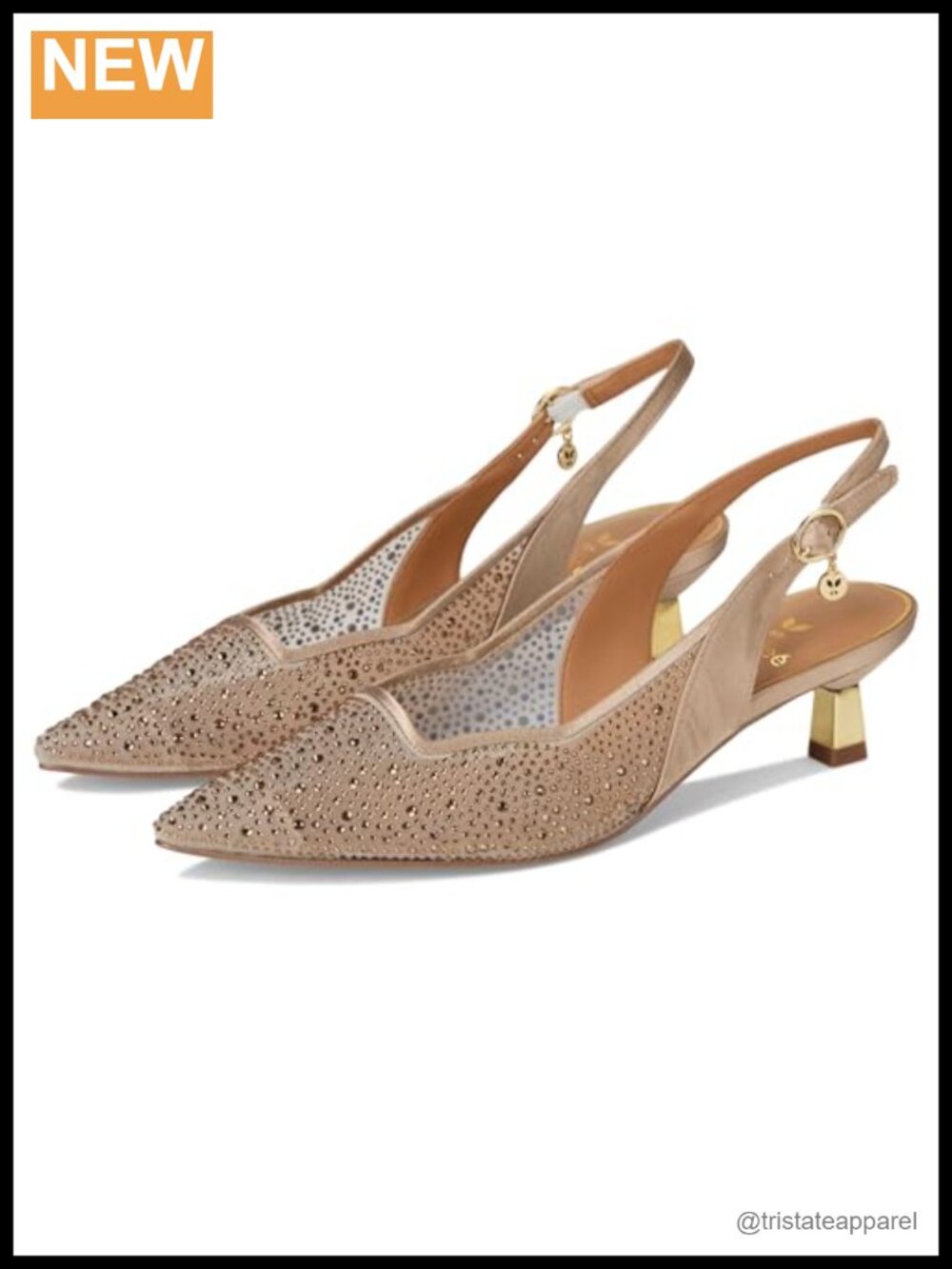 Mesh Slingback Kitten Heel Pumps Pointed Toe Memory Foam Cushioned